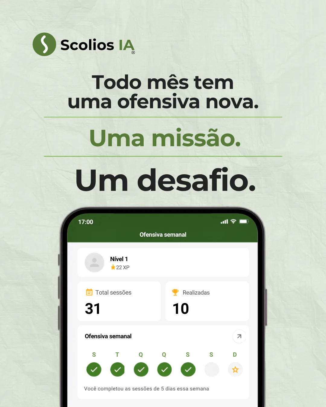 Ofensiva semanal gamificada no app