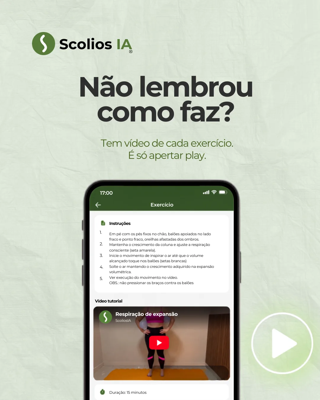 Vídeo tutorial do exercício no app